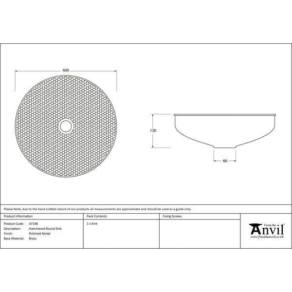 From The Anvil - Hammered Nickel Round Sink - Hammered Nickel  - 47198