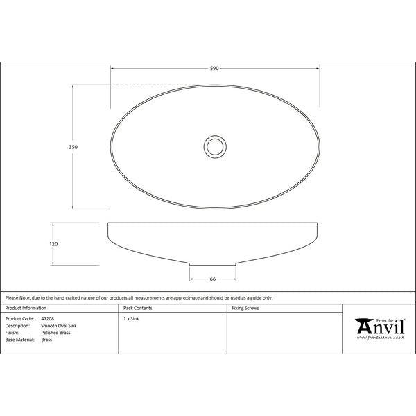 From The Anvil - Smooth Brass Oval Sink - Smooth Brass  - 47208