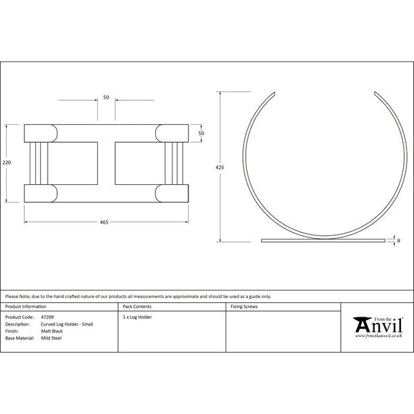 From The Anvil - Matt Black Curved Log Holder - Small - Matt Black  - 47209