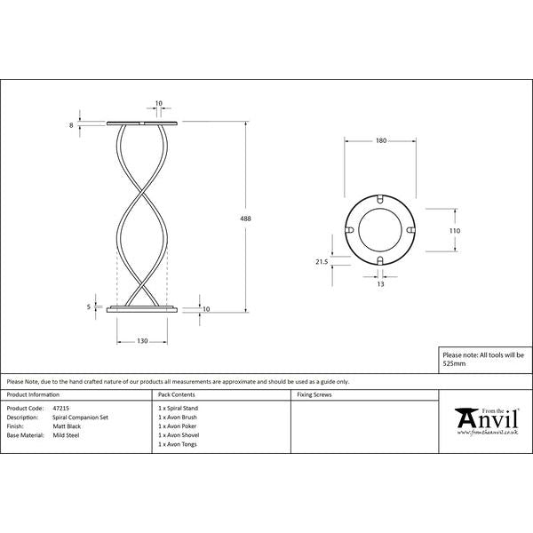 From The Anvil - Matt Black Spiral Companion Set - Avon Tools - Matt Black  - 47215