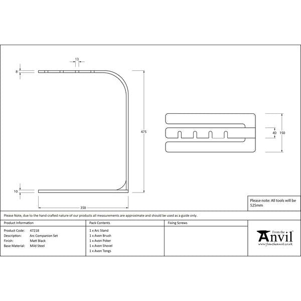 From The Anvil - Matt Black Arc Companion Set - Avon Tools - Matt Black  - 47218