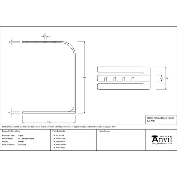 From The Anvil - Pewter Arc Companion Set - Avon Tools - Pewter Patina  - 47219