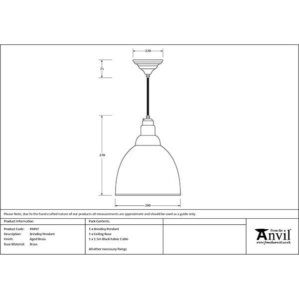 From The Anvil - Aged Brass Brindley Pendant - Aged Brass  - 49497