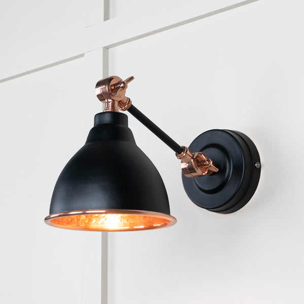 From The Anvil - Hammered Copper Brindley Wall Light in Elan Black - Hammered Copper  - 49717SEB