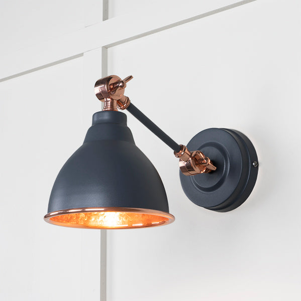 From The Anvil - Hammered Copper Brindley Wall Light in Slate - Hammered Copper  - 49717SSL