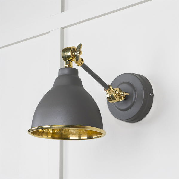 From The Anvil - Hammered Brass Brindley Wall Light in Dingle - Hammered Brass  - 49719SDI