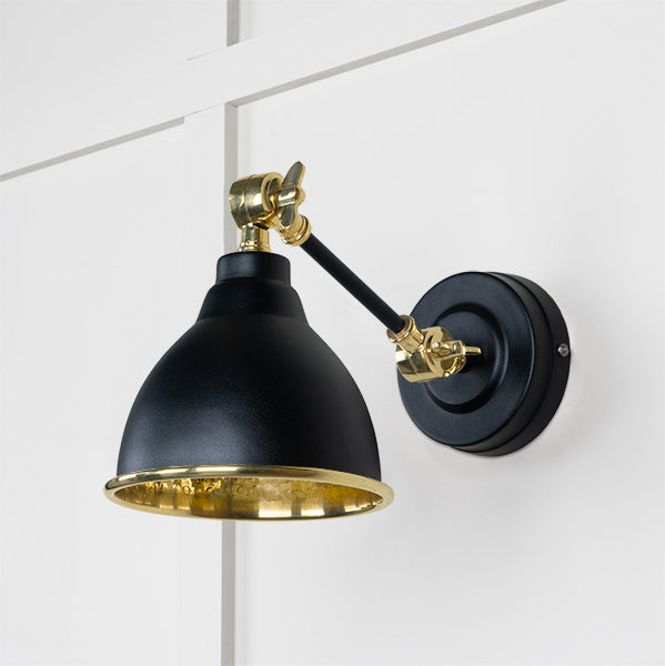 From The Anvil - Hammered Brass Brindley Wall Light in Elan Black - Hammered Brass  - 49719SEB