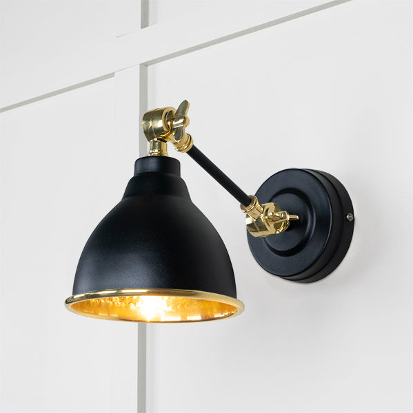 From The Anvil - Hammered Brass Brindley Wall Light in Elan Black - Hammered Brass  - 49719SEB