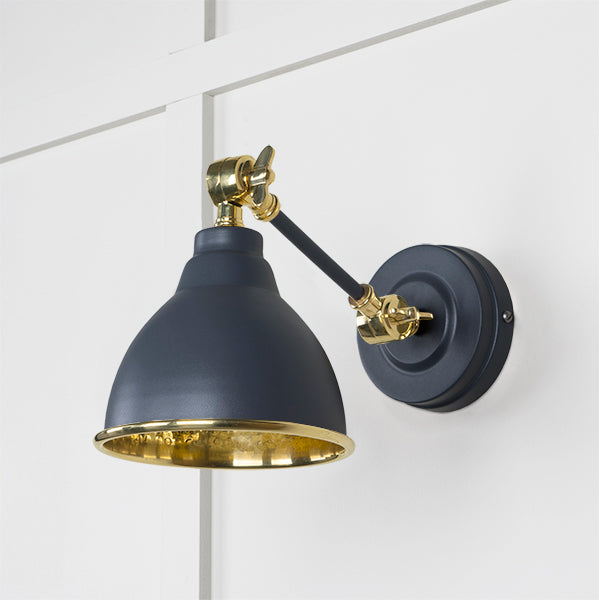 From The Anvil - Hammered Brass Brindley Wall Light in Slate - Hammered Brass  - 49719SSL