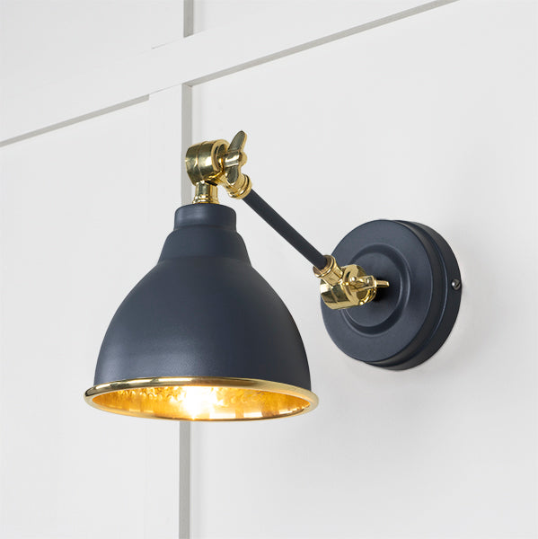 From The Anvil - Hammered Brass Brindley Wall Light in Slate - Hammered Brass  - 49719SSL