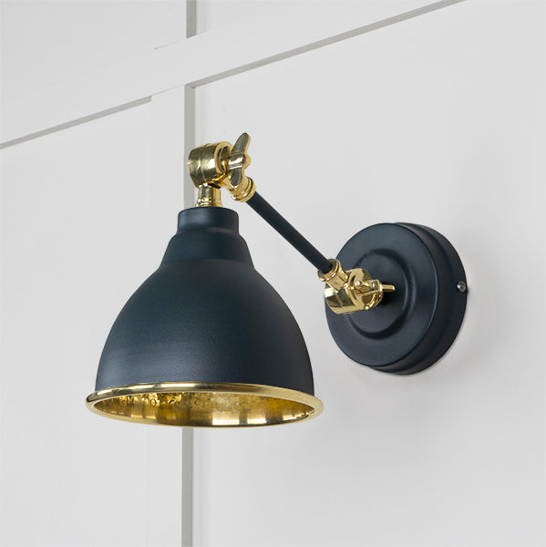 From The Anvil - Hammered Brass Brindley Wall Light in Soot - Hammered Brass  - 49719SSO