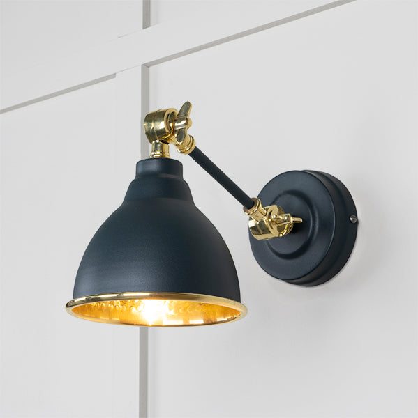 From The Anvil - Hammered Brass Brindley Wall Light in Soot - Hammered Brass  - 49719SSO