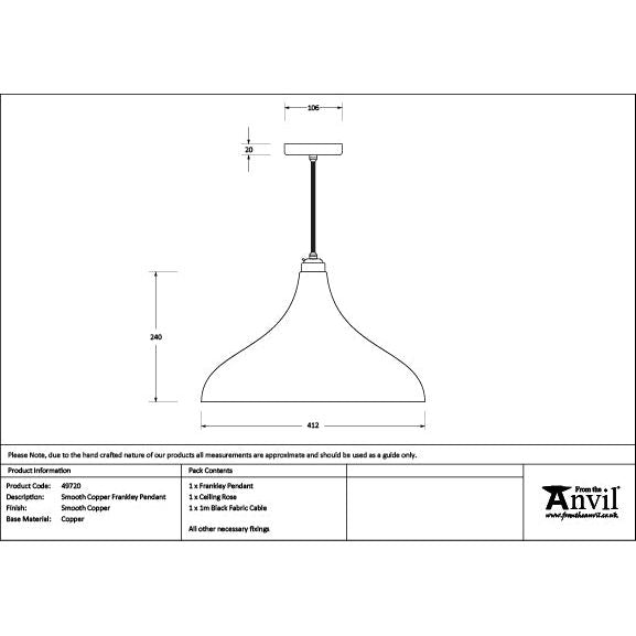 From The Anvil - Smooth Copper Frankley Pendant - Smooth Copper  - 49720