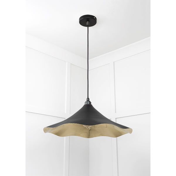 From The Anvil - Smooth Brass Flora Pendant in Elan Black - Smooth Brass  - 49731SEB