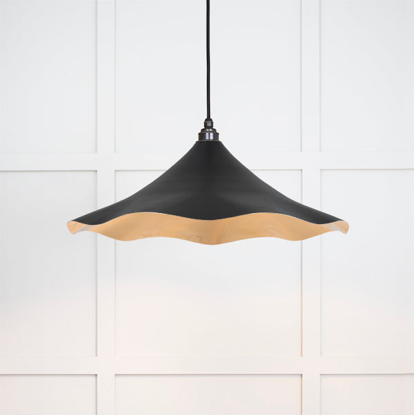 From The Anvil - Smooth Brass Flora Pendant in Elan Black - Smooth Brass  - 49731SEB