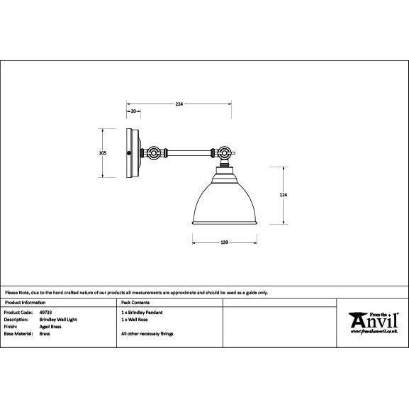 From The Anvil - Aged Brass Brindley Wall Light - Aged Brass  - 49733