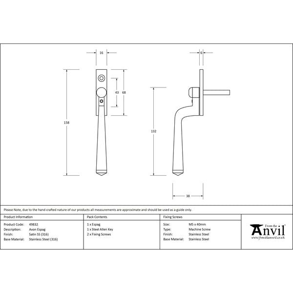 From The Anvil - Avon Espag - Satin Marine SS (316) - 49832