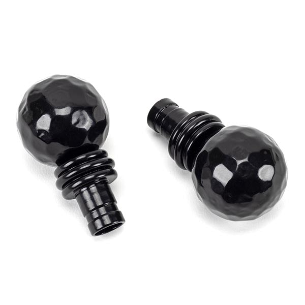 From The Anvil - Black Hammered Ball Curtain Finial (pair) - Black  - 49901