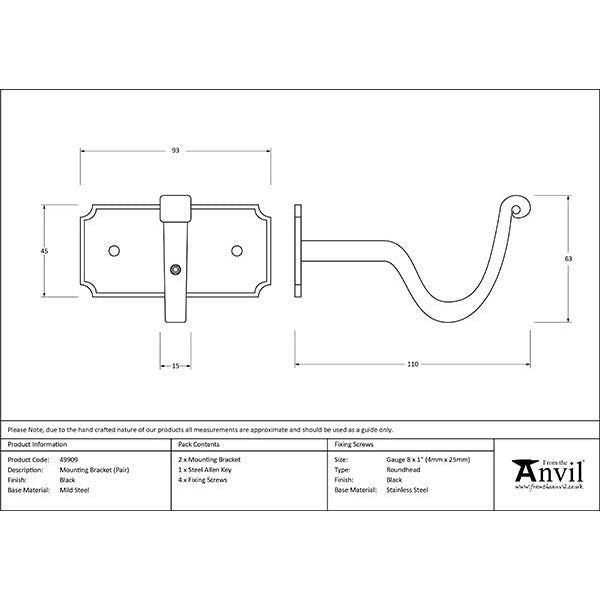 From The Anvil - Black Mounting Bracket (pair) - Black  - 49909