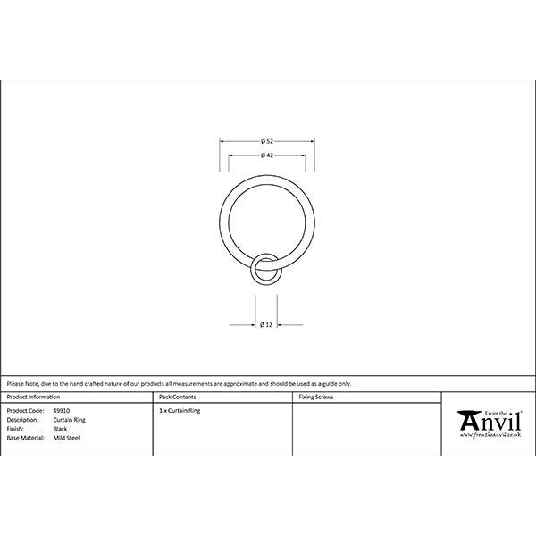 From The Anvil - Black Curtain Ring - Black  - 49910