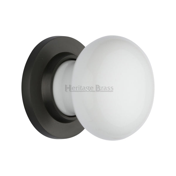 White Knob with Matt Bronze base - 5010-MB - Choice Handles