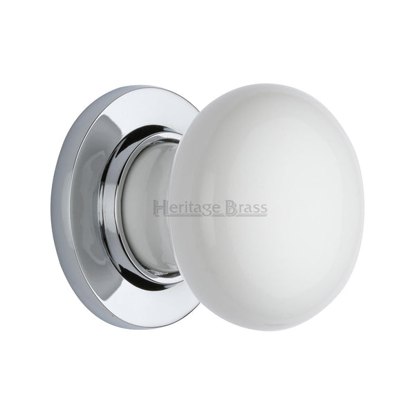 White Knob with Polished Chrome base - 5010-PC - Choice Handles