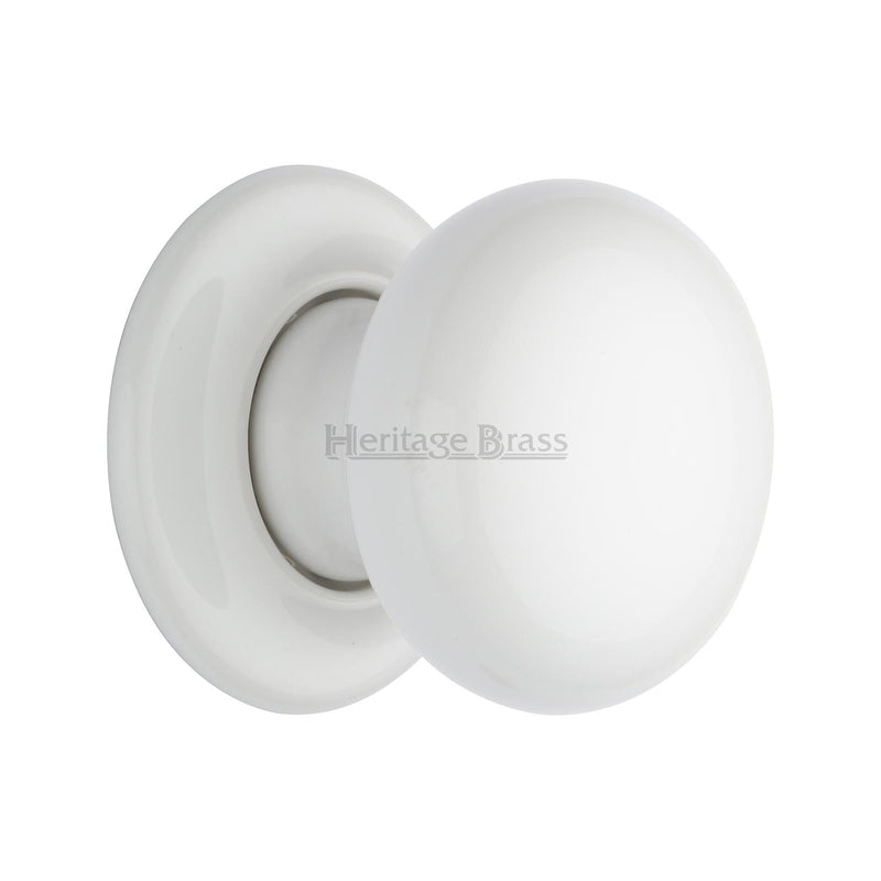 Mortice Knob on Rose White Design Porcelain - 5010-PR - Choice Handles