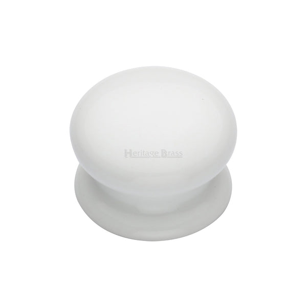 Cabinet Knob Plain White 32mm with Porcelain base - 5032 - Choice Handles