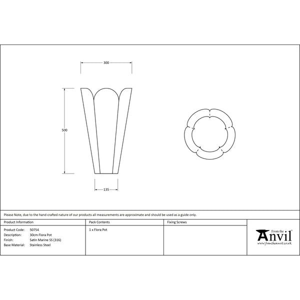 From The Anvil - Satin Marine SS (316) 30cm Flora Pot - Satin Marine SS (316)  - 50754