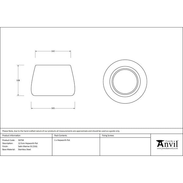 From The Anvil - Satin Marine SS (316) 12.5cm Hepworth Pot - Satin Marine SS (316)  - 50758