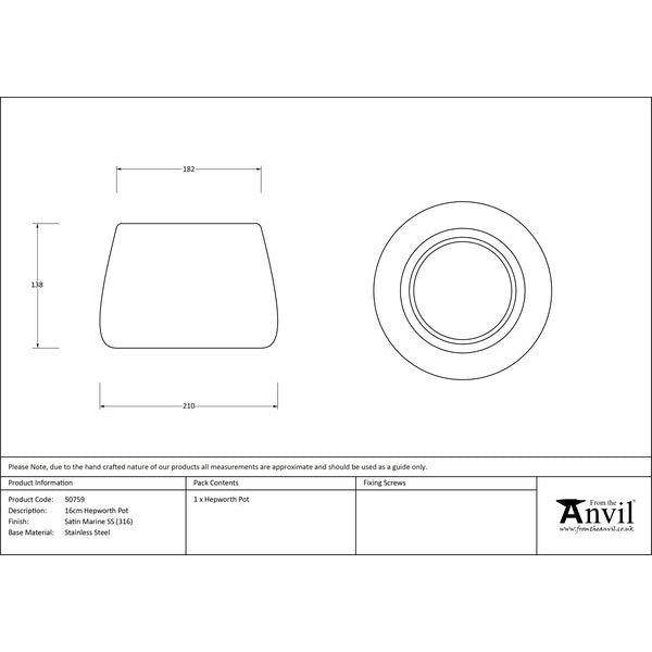 From The Anvil - Satin Marine SS (316) 16cm Hepworth Pot - Satin Marine SS (316)  - 50759