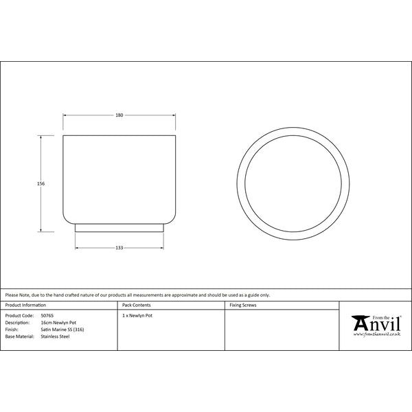 From The Anvil - Satin Marine SS (316) 16cm Newlyn Pot - Satin Marine SS (316)  - 50765