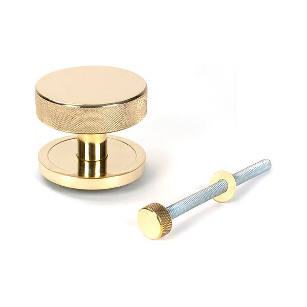 From The Anvil - Polished Brass Brompton Centre Door Knob (Art Deco) - Polished Brass  - 50827