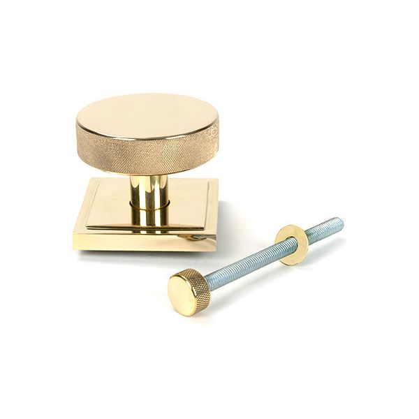 From The Anvil - Polished Brass Brompton Centre Door Knob (Square) - Polished Brass  - 50829