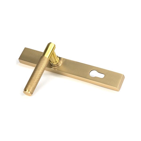 From The Anvil - Satin Brass Brompton Slimline Lever Espag. Lock Set - Satin Brass  - 50841