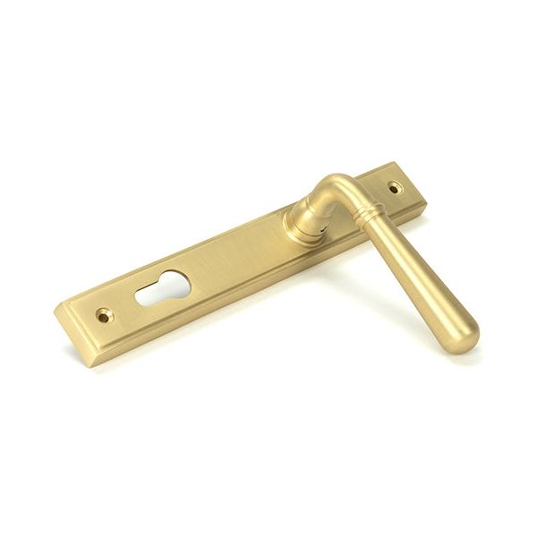 From The Anvil - Satin Brass Newbury Slimline Lever Espag. Lock Set - Satin Brass  - 50851