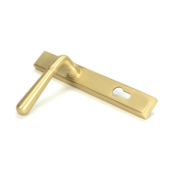 From The Anvil - Satin Brass Newbury Slimline Lever Espag. Lock Set - Satin Brass  - 50851