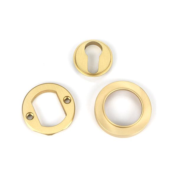 From The Anvil - Satin Brass Round Euro Escutcheon (Plain) - Satin Brass  - 50876