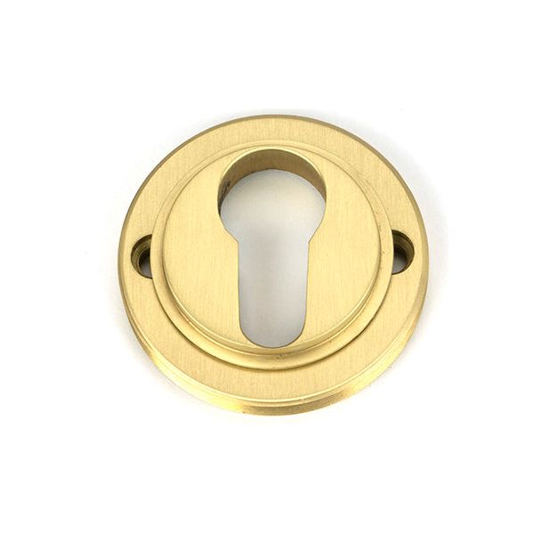 From The Anvil - Satin Brass Round Euro Escutcheon (Plain) - Satin Brass  - 50876