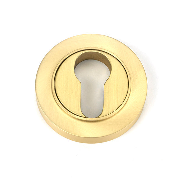 From The Anvil - Satin Brass Round Euro Escutcheon (Plain) - Satin Brass  - 50876