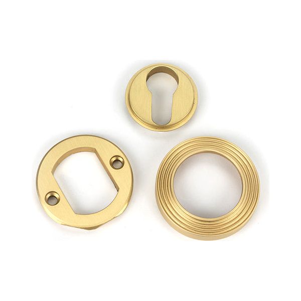 From The Anvil - Satin Brass Round Euro Escutcheon (Beehive) - Satin Brass  - 50878