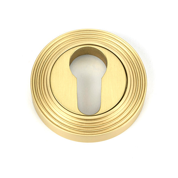 From The Anvil - Satin Brass Round Euro Escutcheon (Beehive) - Satin Brass  - 50878