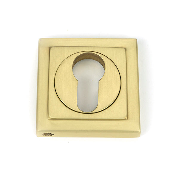 From The Anvil - Satin Brass Round Euro Escutcheon (Square) - Satin Brass  - 50879