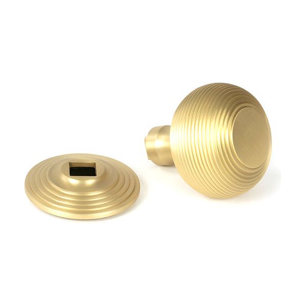 From The Anvil - Satin Brass Brompton Centre Door Knob (Plain) - Satin Brass  - 50893