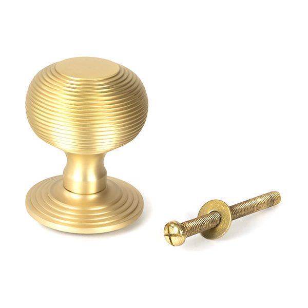 From The Anvil - Satin Brass Beehive Centre Door Knob - Satin Brass  - 50887