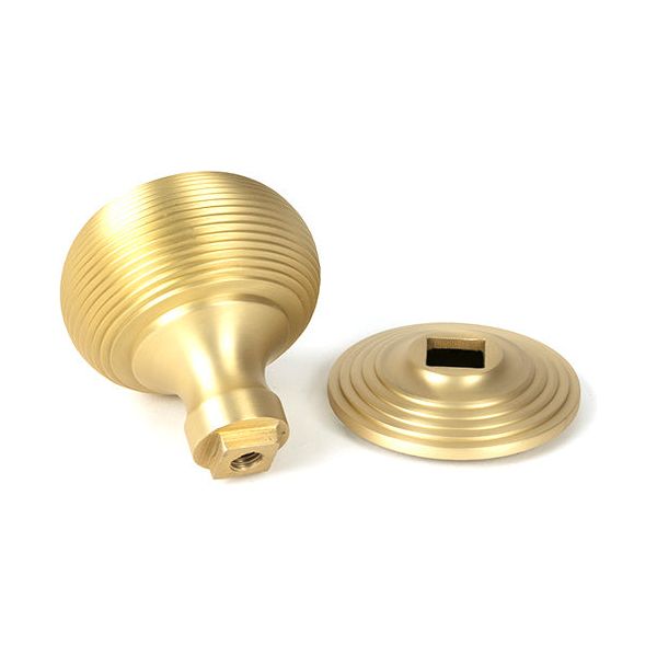 From The Anvil - Satin Brass Beehive Centre Door Knob - Satin Brass  - 50887