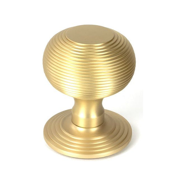 From The Anvil - Satin Brass Beehive Centre Door Knob - Satin Brass  - 50887