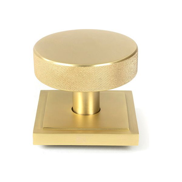 From The Anvil - Satin Brass Brompton Centre Door Knob (Square) - Satin Brass  - 50896