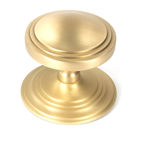 From The Anvil - Satin Brass Art Deco Centre Door Knob - Satin Brass  - 50897