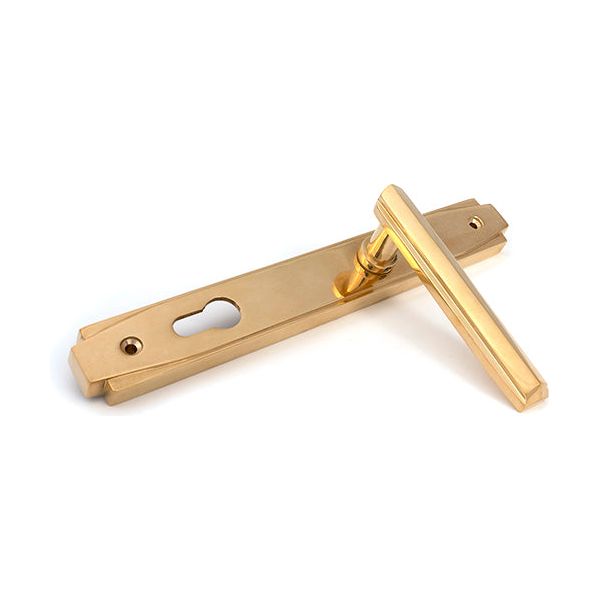 From The Anvil - Polished Brass Art Deco Slimline Lever Espag. Lock Set - Polished Brass  - 51185